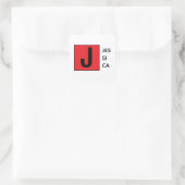 Moderne Elegante Gewone Professionele Monogram Vierkante Sticker (Tas)