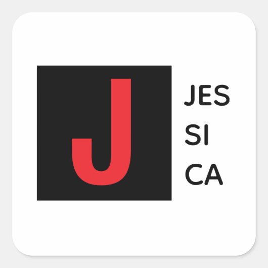 Moderne Elegante Gewone Professionele Monogram Vierkante Sticker (Voorkant)
