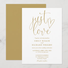 Moderne Elegante Gewoon Liefde Script Gouden Bruil Kaart