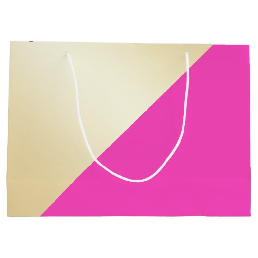 Moderne, elegante, girale, roze en goudkleurblok groot cadeauzakje (Achterkant)