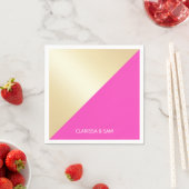 Moderne, elegante, girale, roze en goudkleurblok servet (Insitu)