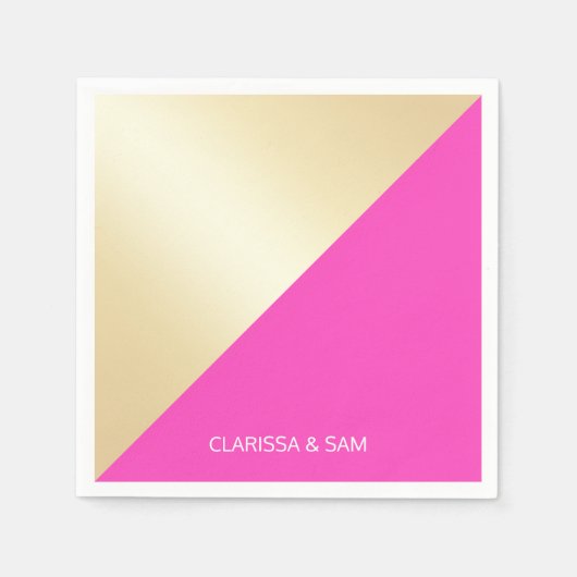 Moderne, elegante, girale, roze en goudkleurblok servet (Voorkant)