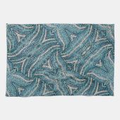 Moderne Elegante Girly Zilver Turquoise Blauwe Wer Theedoek (Horizontaal)