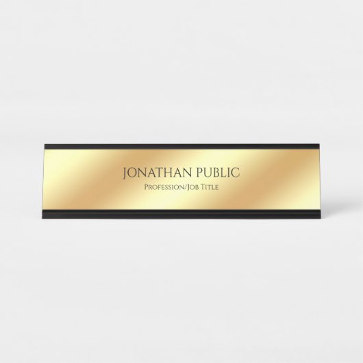 Moderne, elegante Glamor Gold-look Professional Bureau Naambordje (Voorkant)
