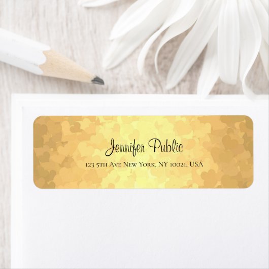 Moderne Elegante Glamour Gouden Hand Script Tekst Etiket (Insitu)