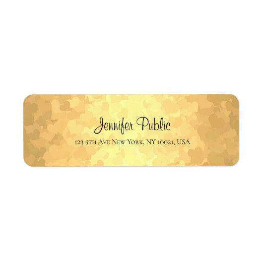 Moderne Elegante Glamour Gouden Hand Script Tekst Etiket (Voorkant)