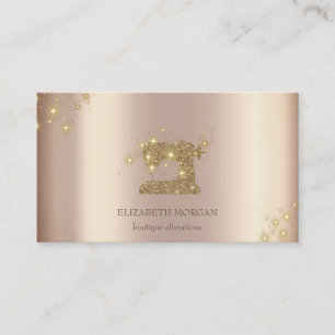 Moderne Elegante Glans Gouden Glitter Naaimachine Visitekaartje