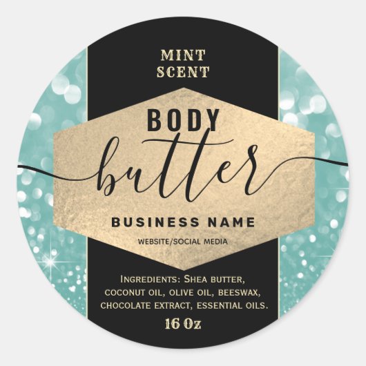 Moderne elegante glans script body butter label (Voorkant)