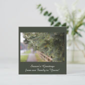 Moderne, Elegante Glanzende Groene Naalden Groen Feestdagenkaart (Staand voorkant)