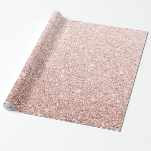 Moderne Elegante Glanzende Roze Rose Gouden Glitte Cadeaupapier (Uitgerold)