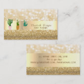 Moderne elegante glitter, bokeh, cactus Planten Visitekaartje (Voorkant / Achterkant)