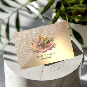 Moderne Elegante Glitter Bokeh Ombre Chic Lotus Visitekaartje