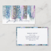 Moderne Elegante Glitter Borstels Girly Nail Salon Visitekaartje (Voorkant / Achterkant)