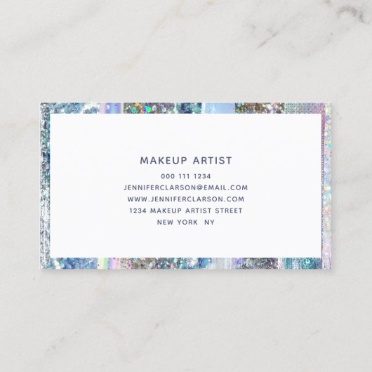Moderne Elegante Glitter Borstels Girly Nail Salon Visitekaartje (Achterkant)