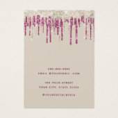 Moderne elegante Glitter Drips Oorbel Display Kaar Visitekaartje (Achterkant)
