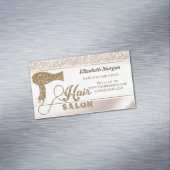 Moderne elegante glitter-hairdroger magnetisch visitekaartje (Voorbeeld)