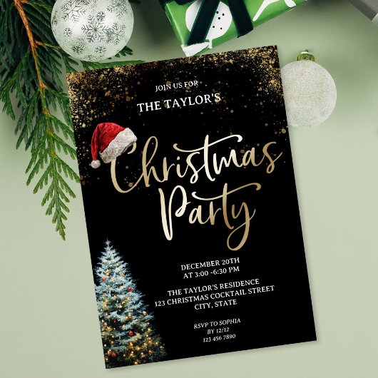 Moderne Elegante Glitter Kerstboom Feest Kaart
