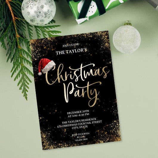 Moderne Elegante Glitter Kerstman Kerstfeest Kaart
