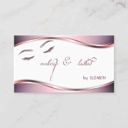 Moderne, Elegante Glitter Wimpers Visitekaartje (Voorkant)