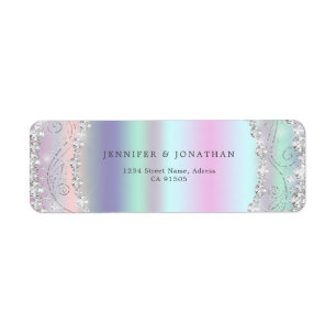 Moderne Elegante Glitterende Diamant Chic Holograf Etiket