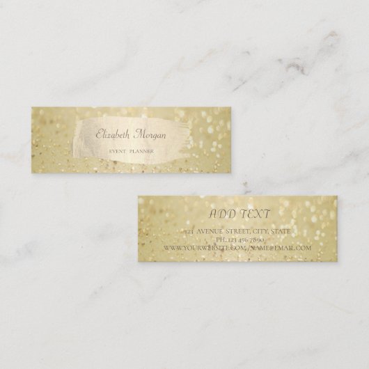 Moderne elegante glitterij, goudpenseelstreek mini visitekaartje (Voorkant / Achterkant)