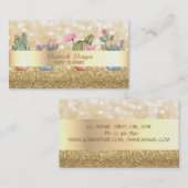 Moderne Elegante Glittery Bokeh Succulenten Visitekaartje (Voorkant / Achterkant)