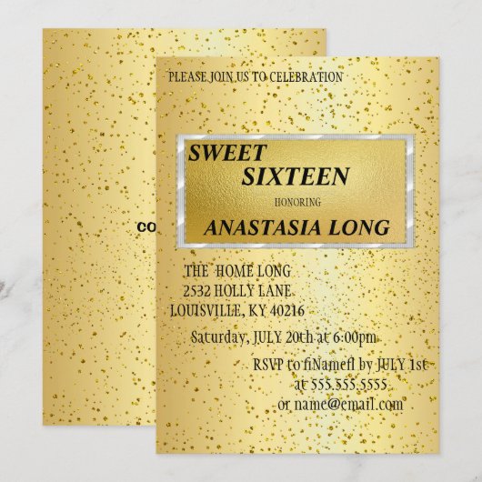 Moderne, elegante Gold Glitter Save the Date (Voorkant / Achterkant)