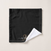 Moderne elegante Gold Monogram Script Naam Bad Handdoek (Wasdoekje)