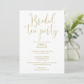 Moderne Elegante Gold Script Bruids Tea Party Douc Kaart (Staand voorkant)