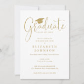 Moderne Elegante Gold Script Graduation Party Kaart (Voorkant)