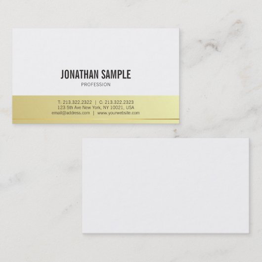 Moderne, elegante Gold Simple Professional-ontwerp Visitekaartje (Voorkant / Achterkant)
