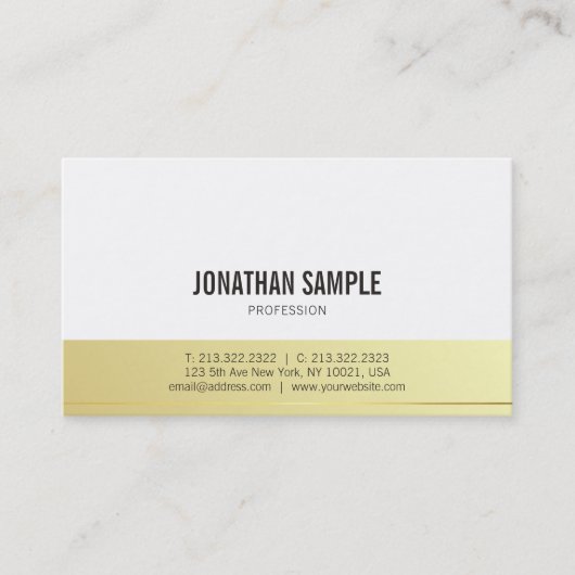Moderne, elegante Gold Simple Professional-ontwerp Visitekaartje (Voorkant)