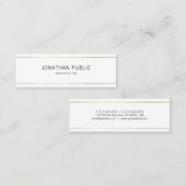 Moderne, elegante Gold Striped Clean Professional Mini Visitekaartje (Voorkant / Achterkant)