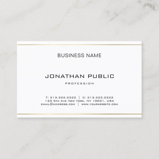 Moderne, elegante Gold Stripes - Eenvoudige Profes Visitekaartje (Voorkant)