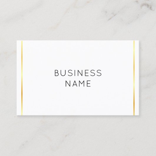 Moderne, elegante Gold Stripes White Visitekaartje (Voorkant)