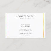 Moderne, elegante Gold Stripes White Visitekaartje (Achterkant)