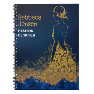 Moderne Elegante Golden Gown Zomer Mode Notitieboek