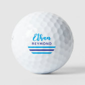Moderne Elegante Golfer Blauwe Naam 3 Strepen Golfballen (Voorkant)