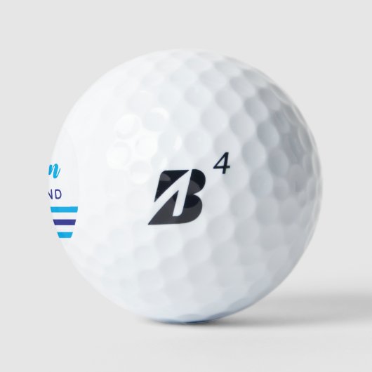 Moderne Elegante Golfer Blauwe Naam 3 Strepen Golfballen (Logo)