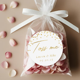 Moderne Elegante Gooi Mij Trouwconfetti Favor Ronde Sticker