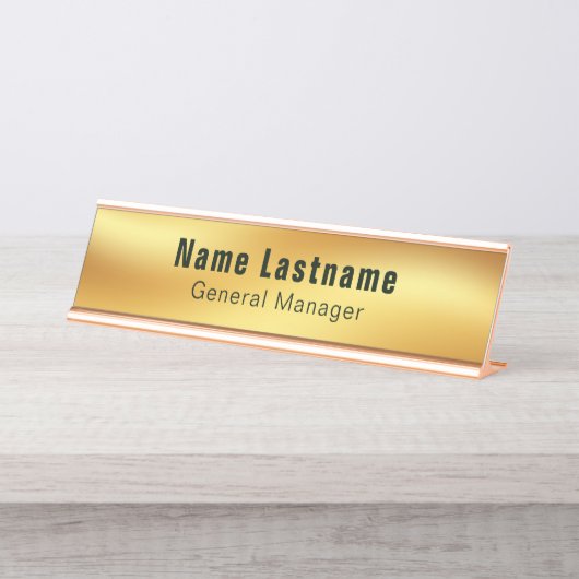 Moderne Elegante Goud   Bureau Naambordje (Voorkant)