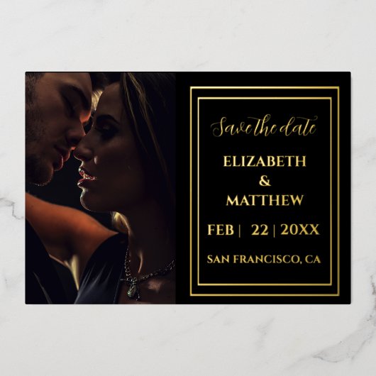 moderne elegante goud folie save the date kaart (Voorkant)