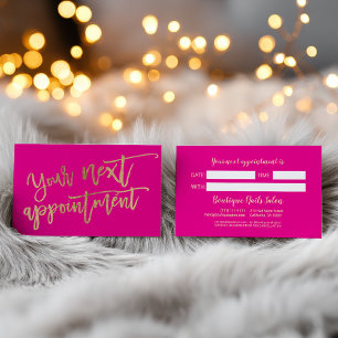 Moderne elegante goud folie schrift Neon Roze Afsprakenkaartje