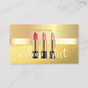Moderne Elegante Goud, Lippenstift, Visagist Visitekaartje