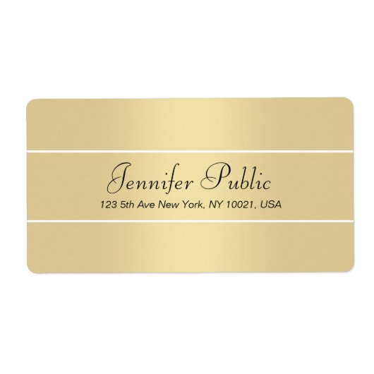 Moderne Elegante Goud Witte Script Naam Verzending Etiket (Voorkant)