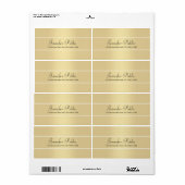 Moderne Elegante Goud Witte Script Naam Verzending Etiket (Full Sheet)