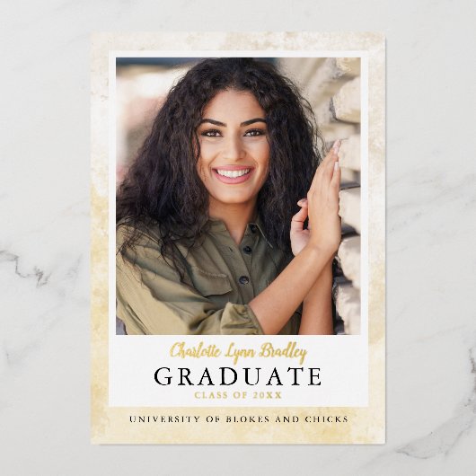 Moderne Elegante Gouden Afstudeer Uitnodiging (Voorkant)