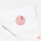 Moderne elegante gouden anananasroze make-up ronde sticker (Envelop)