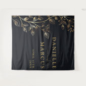 Moderne Elegante Gouden Bloemen Huwelijk Achtergro Wandkleed (Voorkant (horizontaal))