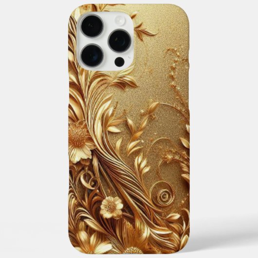 Moderne elegante gouden bloemencurve Case-Mate iPhone case (Achterkant)